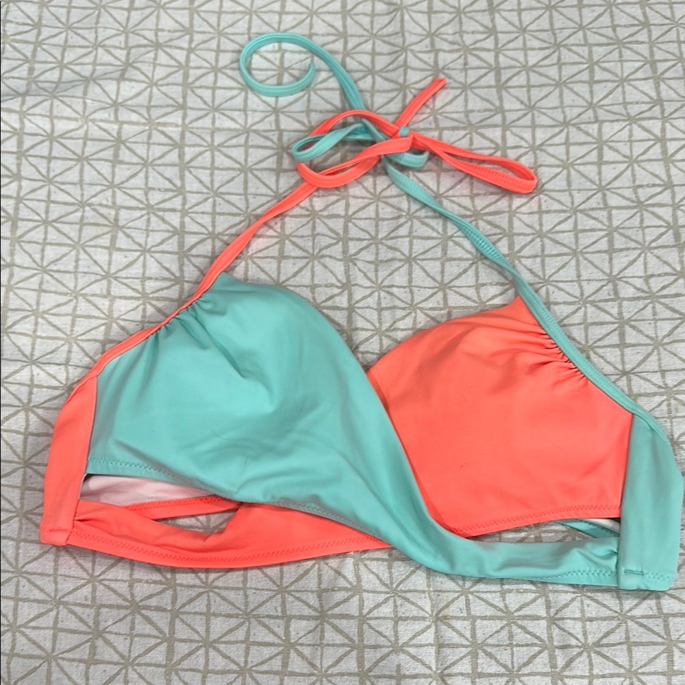PINK Victoria's Secret Coral and Aqua Bikini Top